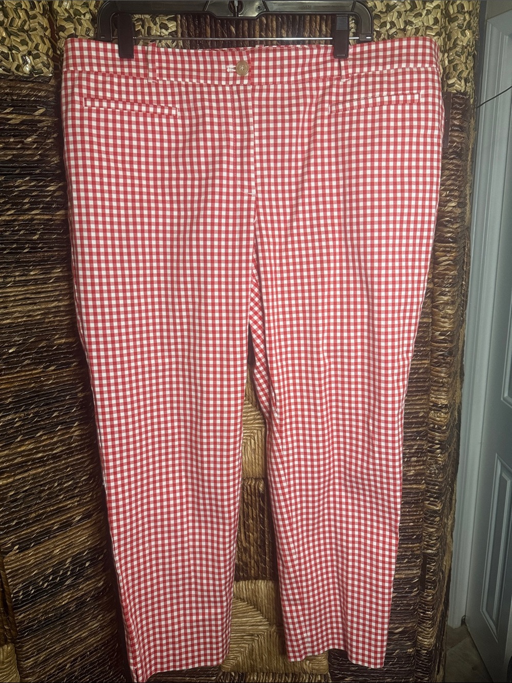 Ann Taylor Red Gingham Cropped Pants